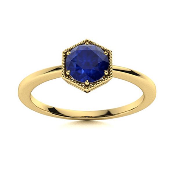 Natural 1.01 CTW Sapphire Solitaire Ring 14K Yellow Gold