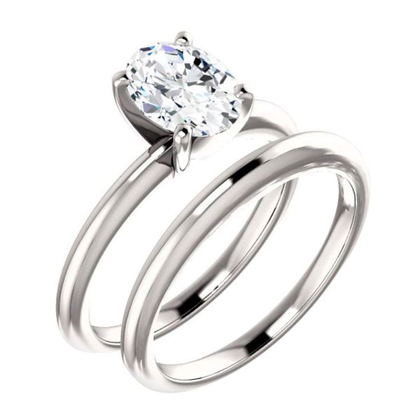 Natural 0.92 CTW Oval Cut Diamond Solitaire Engagement Ring 14KT White Gold