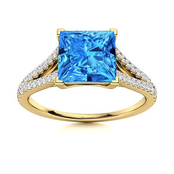 Natural 0.98 CTW Topaz & Diamond  Engagement Ring 18K Yellow Gold