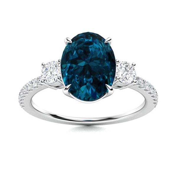 Natural 4.39 CTW Topaz & Diamond Engagement Ring 14K White Gold