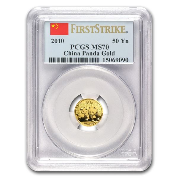 2010 China 1/10 oz Gold Panda MS-70 PCGS (FirstStrike®)