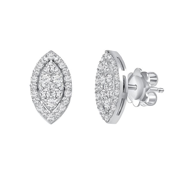 Natural 0.82 CTW Marquise Pave Diamond Earrings 14KT White Gold