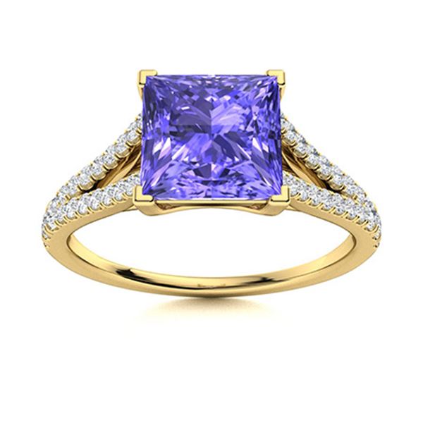 Natural 0.92 CTW Tanzanite & Diamond Engagement Ring 18K Yellow Gold