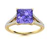 Image 1 : Natural 0.92 CTW Tanzanite & Diamond Engagement Ring 18K Yellow Gold
