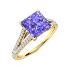 Image 2 : Natural 0.92 CTW Tanzanite & Diamond Engagement Ring 18K Yellow Gold