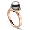 Image 2 : Black Tahitian Pearl and Diamond Halo Ring, 8.0-9.0mm