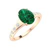 Image 2 : Natural 0.96 CTW Emerald & Diamond Engagement Ring 14K Rose Gold