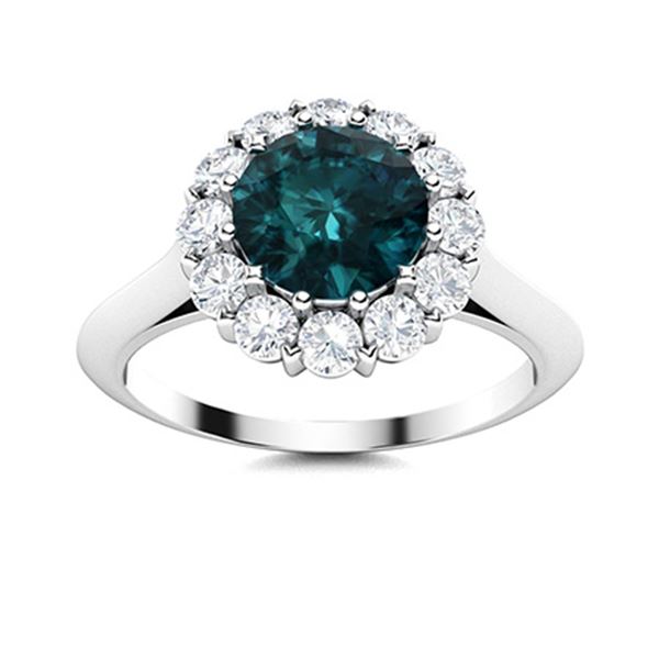 Natural 1.43 CTW Blue & White Diamond Engagement Ring 14K White Gold