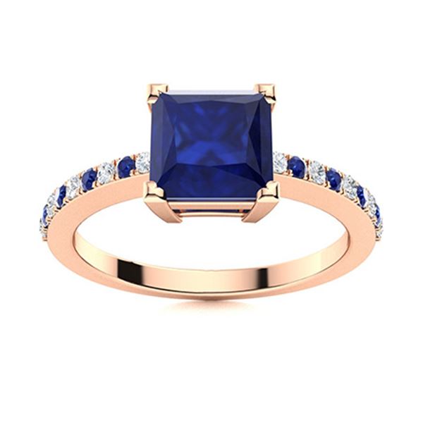 Natural 1.68 CTW Sapphire & Diamond  Engagement Ring 14K Rose Gold