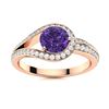 Image 1 : Natural 1.02 CTW Amethyst & Diamond Engagement Ring 18K Rose Gold