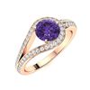 Image 2 : Natural 1.02 CTW Amethyst & Diamond Engagement Ring 18K Rose Gold