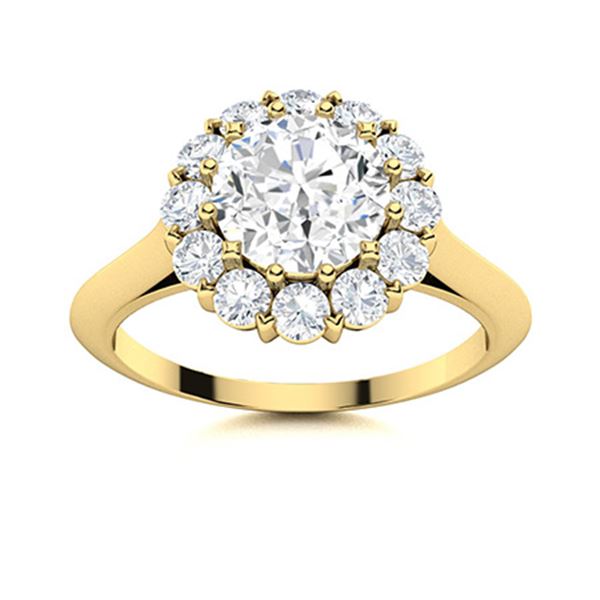 Natural 1.44 CTW Diamond Solitaire Ring 18K Yellow Gold