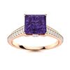 Image 1 : Natural 1.36 CTW Amethyst & Diamond Engagement Ring 18K Rose Gold