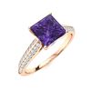 Image 2 : Natural 1.36 CTW Amethyst & Diamond Engagement Ring 18K Rose Gold