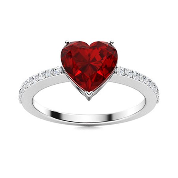 Natural 0.82 CTW Garnet & Diamond Engagement Ring 14K White Gold