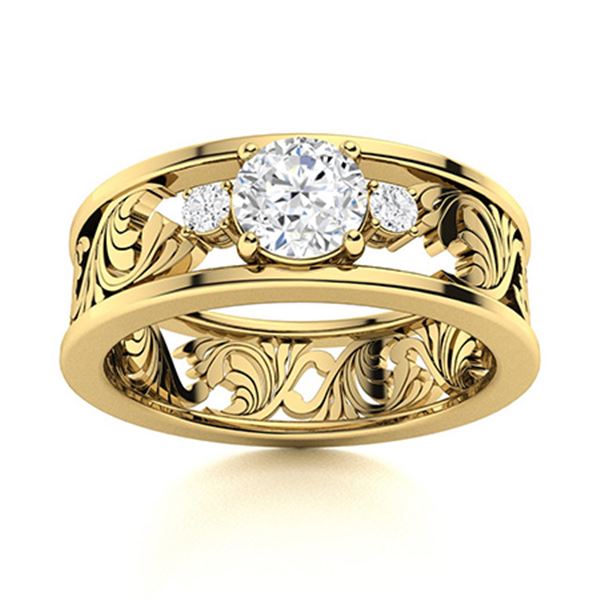 Natural 0.52 CTW Diamond Solitaire Ring 14K Yellow Gold