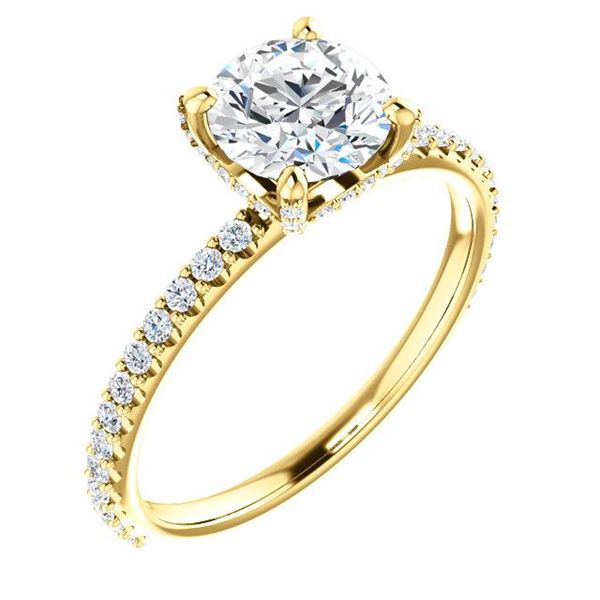 Natural 1.52 CTW Hidden Halo Round Cut Diamond Engagement Ring 18KT Yellow Gold