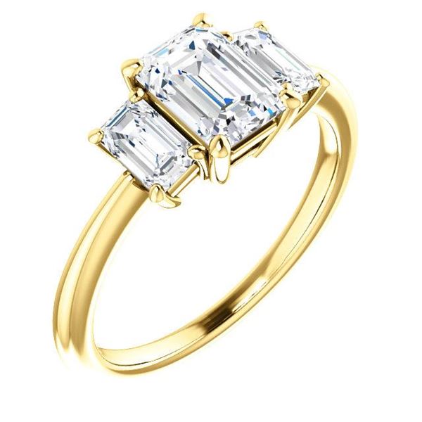 Natural 2.82 CTW 3-Stone Emerald Cut Diamond Engagement Ring 18KT Yellow Gold