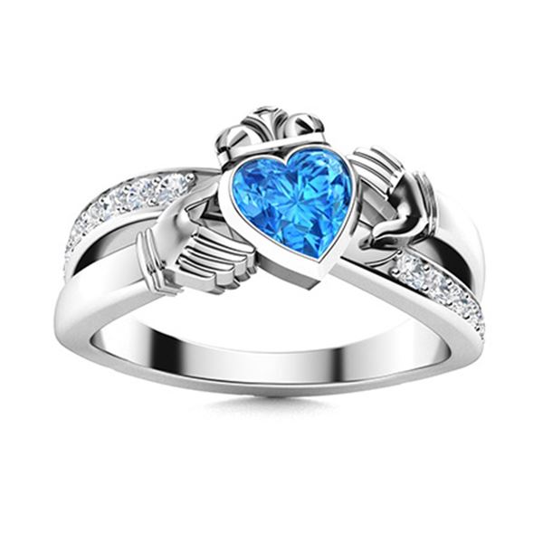 Natural 0.76 CTW Topaz & Diamond Engagement Ring 14K White Gold