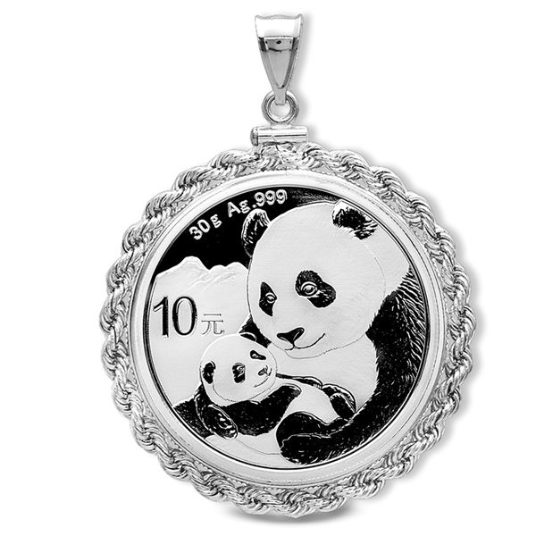 2019 30 gram Silver Panda Pendant (Rope-ScrewTop Bezel)