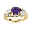 Image 1 : Natural 1.41 CTW Amethyst & Diamond Engagement Ring 14K Yellow Gold