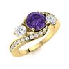 Image 2 : Natural 1.41 CTW Amethyst & Diamond Engagement Ring 14K Yellow Gold