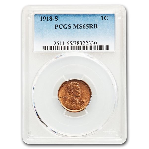 1918-S Lincoln Cent MS-65 PCGS (Red/Brown)