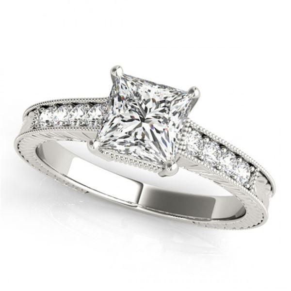 Natural 1.5 ctw Princess Diamond Antique Ring 14k White Gold