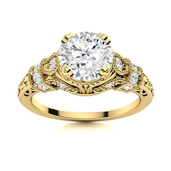 Natural 1.36 CTW White Sapphire & Diamond Engagement Ring 14K Yellow Gold