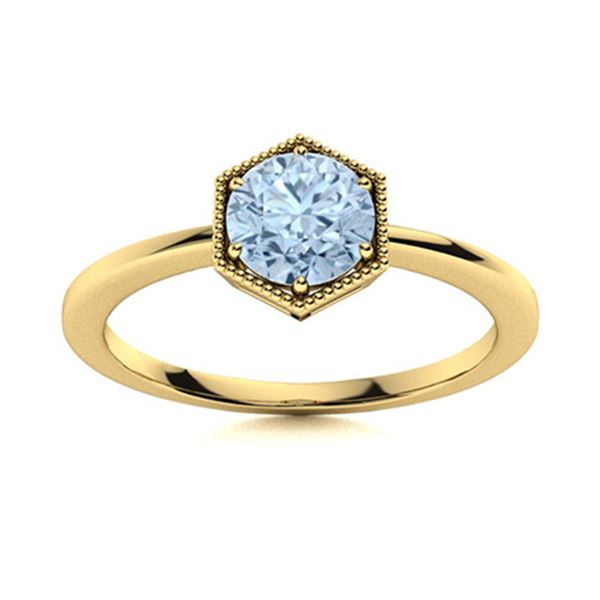 Natural 0.41 CTW Aquamarine Solitaire Ring 14K Yellow Gold