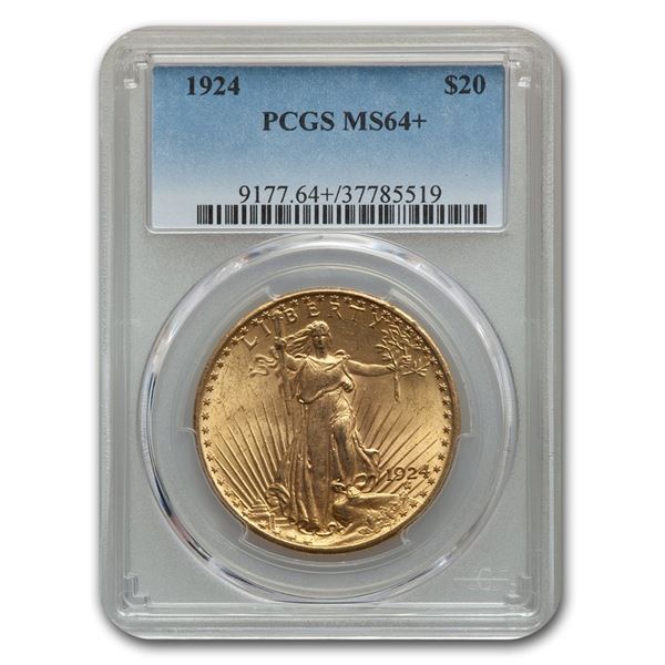 1924 $20 Saint-Gaudens Gold Double Eagle MS-64+ PCGS