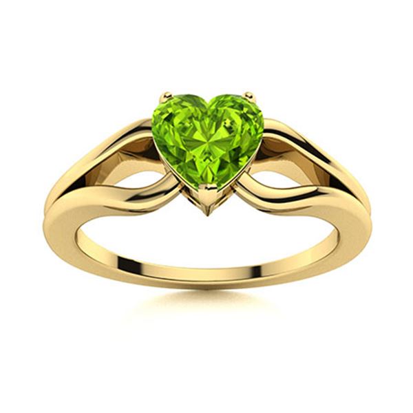 Natural 1.51 CTW Peridot Solitaire Ring 18K Yellow Gold