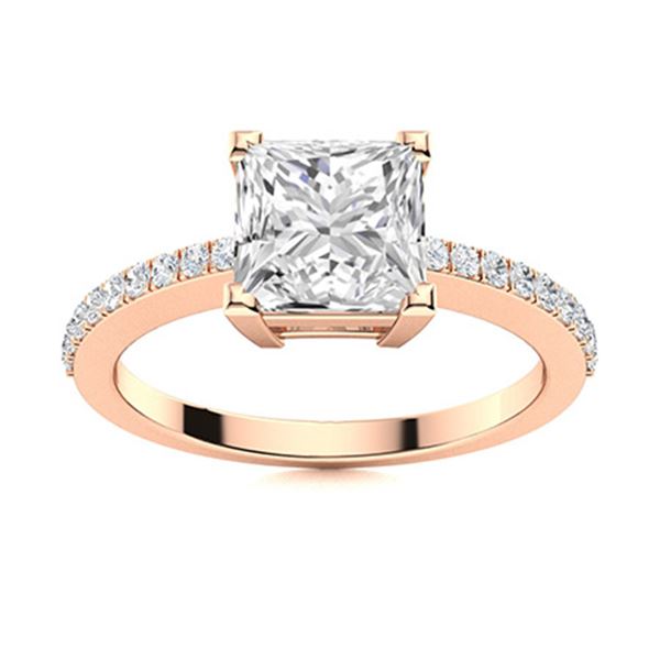 Natural 1.44 CTW Diamond Solitaire Ring 18K Rose Gold