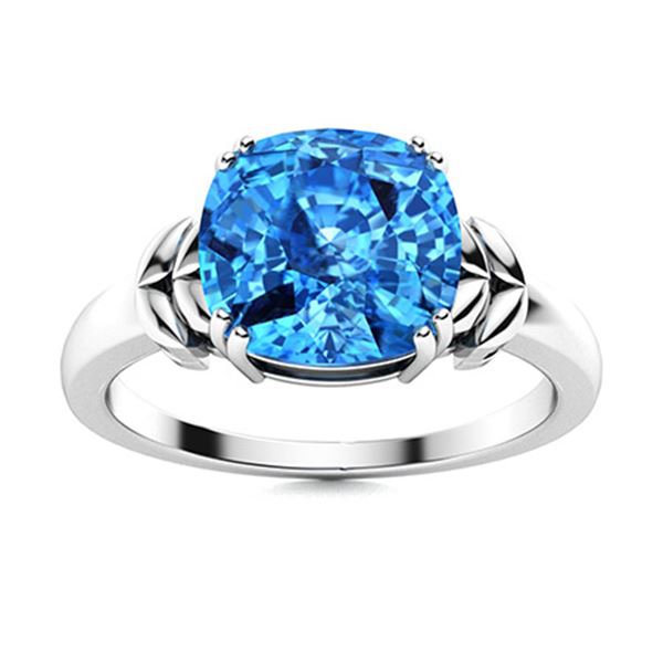 Natural 1.42 CTW Topaz Solitaire Ring 14K White Gold