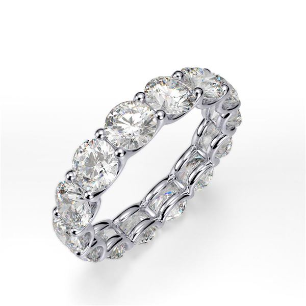 Natural 6.02 CTW Round Brilliant Diamond Eternity Ring 14KT White Gold