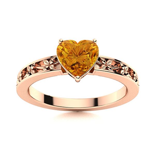 Natural 1.55 CTW Citrine Solitaire Ring 14K Rose Gold