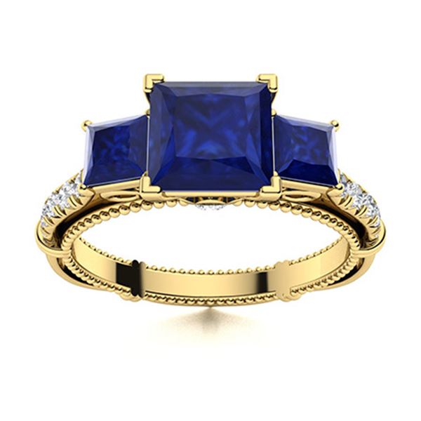 Natural 1.24 CTW Sapphire & Diamond Engagement Ring 14K Yellow Gold