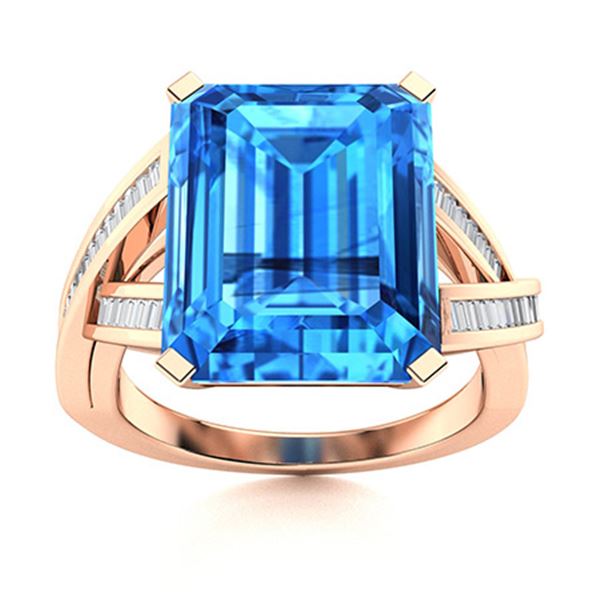 Natural 3.92 CTW Topaz & Diamond Engagement Ring 18K Rose Gold