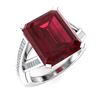 Image 2 : Natural 4.37 CTW Ruby & Diamond Engagement Ring 18K White Gold