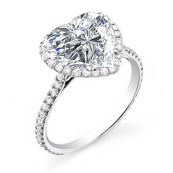 Natural 2.22 CTW Halo Heart Brilliant Cut Forever Diamond Engagement Ring 18KT White Gold