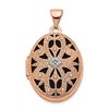 Image 1 : 14k Rose Gold Oval w/Diamond Vintage blk interior Locket - 21 mm