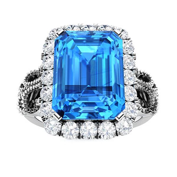 Natural 5.67 CTW Topaz & Diamond  Engagement Ring 14K White Gold