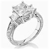 Image 1 : Natural 2.22 CTW Radiant Cut & Trapezoids Diamond Engagement Ring 18KT White Gold