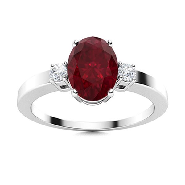 Natural 1.53 CTW Ruby & Diamond Engagement Ring 14K White Gold