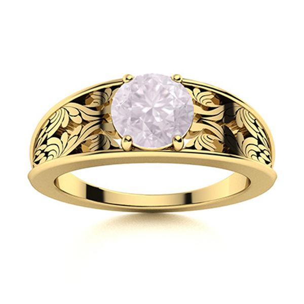 Natural 1.21 CTW Rose Quartz Solitaire Ring 14K Yellow Gold