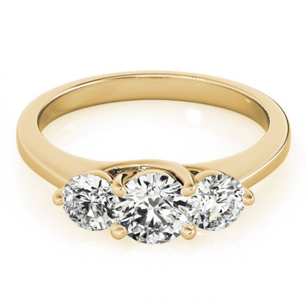 Natural 3 ctw Diamond 3 Stone Solitaire Ring 14K Yellow Gold