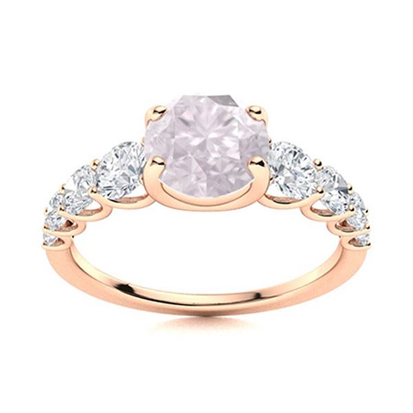 Natural 1.78 CTW Rose Quartz & Diamond Engagement Ring 18K Rose Gold