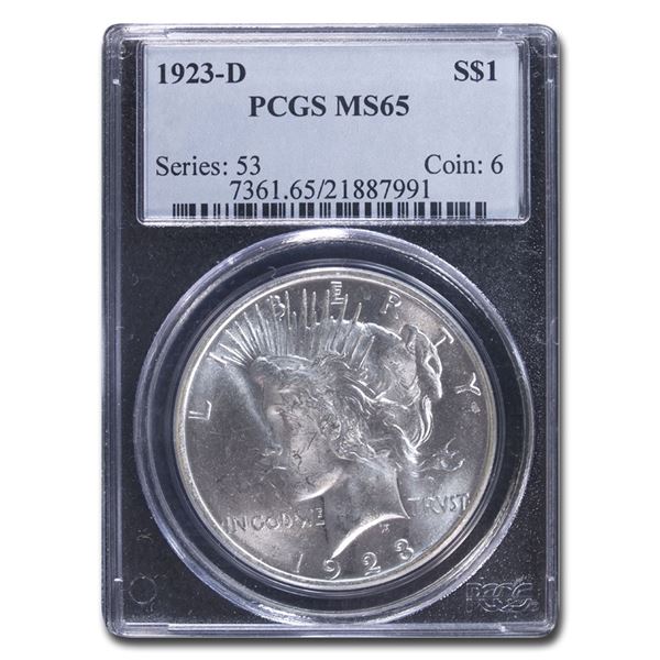1923-D Peace Dollar MS-65 PCGS