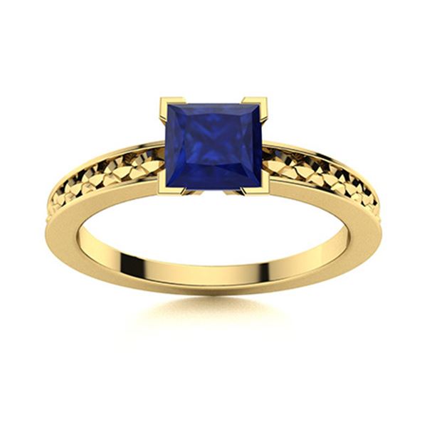 Natural 0.67 CTW Sapphire Solitaire Ring 18K Yellow Gold