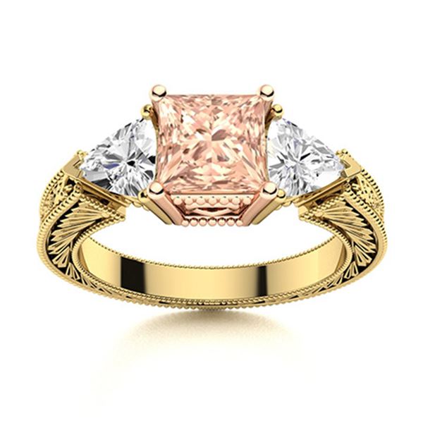 Natural 1.81 CTW Morganite & Diamond Engagement Ring 14K Yellow Gold